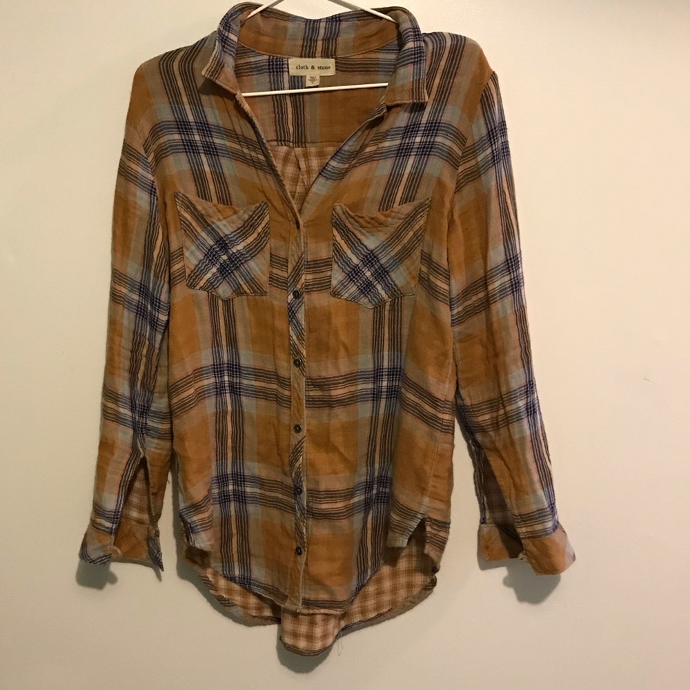 Buttery soft Anthropologie gold button down shirt